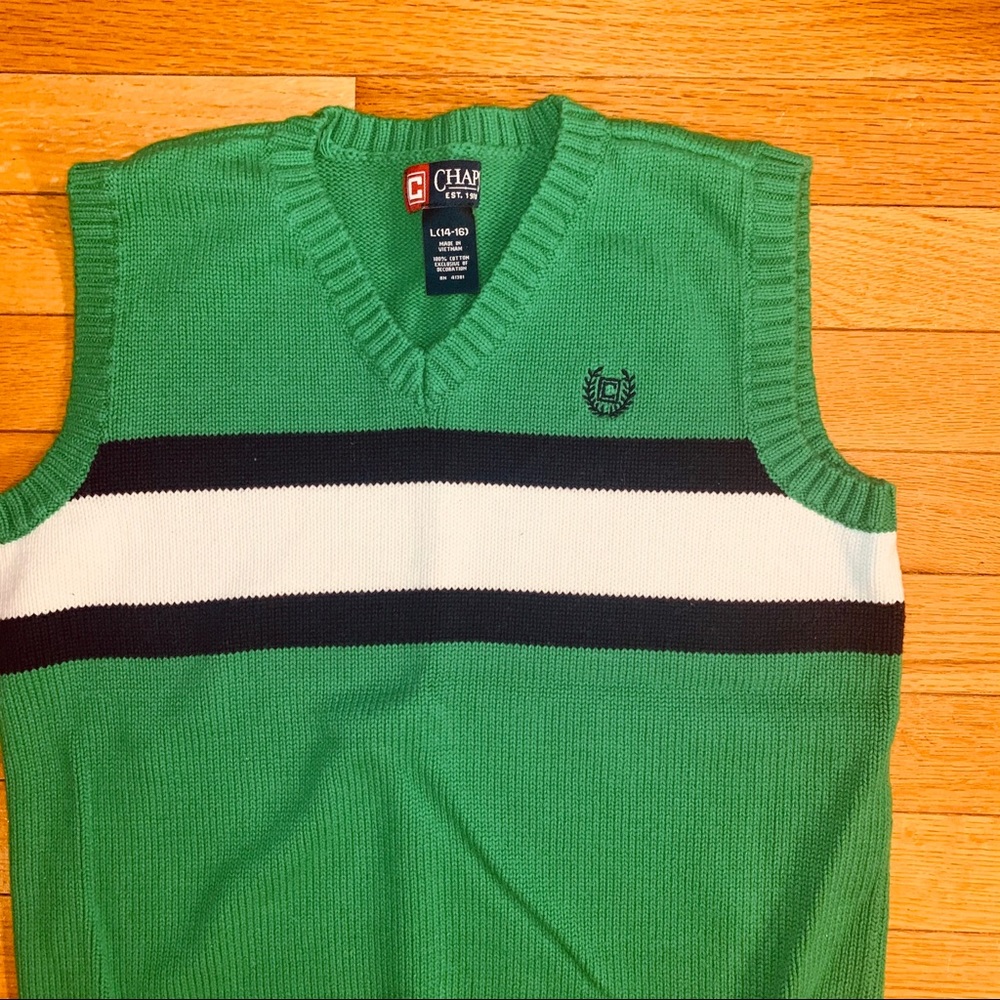 Chaps green color block sweater vest